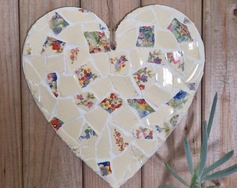 Cream and floral heart mosaic