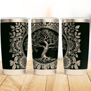 Tree of Life 20oz & 30oz Tumbler wrap laser SVG-bestanden, Tree Mandala Tumbler laser roterende gegraveerde bestanden Craft Project.