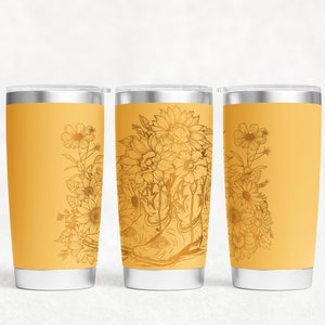 Cowgirl boots floral 20oz & 30oz Tumbler wrap laser SVG File, Boots floral Tumbler laser engraved files Craft Project.