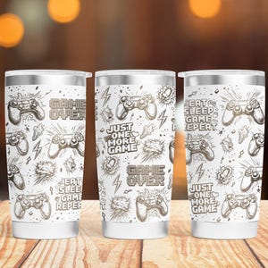 Gamer 20oz och 30oz Tumbler wrap laser SVG-filer, Gamer Gaming Tumbler laserrotationsgraverade filer Hantverksprojekt.