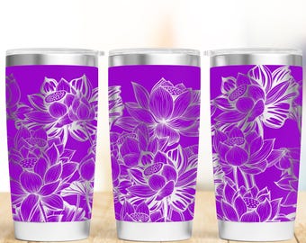 Lotus flowers 20oz & 30oz Tumbler wrap laser SVG Files, flowers Tumbler laser Rotary engraved files Craft Project.