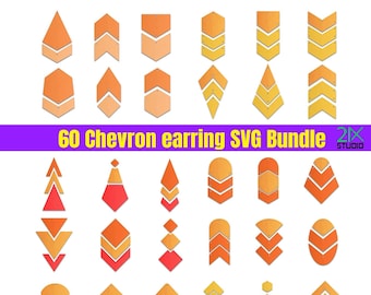 Earrings SVG Bundle 60 Chevron earring SVG template, faux leather SVG files for Cricut, Digital File.