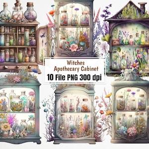 Gabinete de boticário de bruxas Clipart Arquivos PNG Designs Ilustração digital.