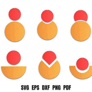 Earring SVG Two part template No.7, Circle Earrings SVG faux leather SVG files for Cricut, Digital File Download.