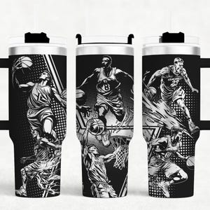 Basketball Tumbler Laser SVG File Designs, Basketball Full Wrap 40 Unzen Tumbler Laser Dreh gravierte Dateien Craft Project