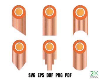 Oorbel svg bundel, franje svg, gestapelde oorbel, franje cirkel oorbel, veer oorbel Svg-bestanden voor Cricut, digitaal bestand nr. 4.