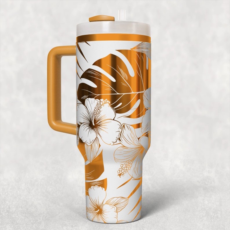 Tropical Floral 40 Oz Tumbler Wrap Laser SVG File Seamless Tumbler ...