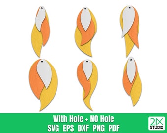 Earring svg, Leaf earring svg, leather earring svg, Stacked earring svg files for Cricut, Digital File instant download No.3.