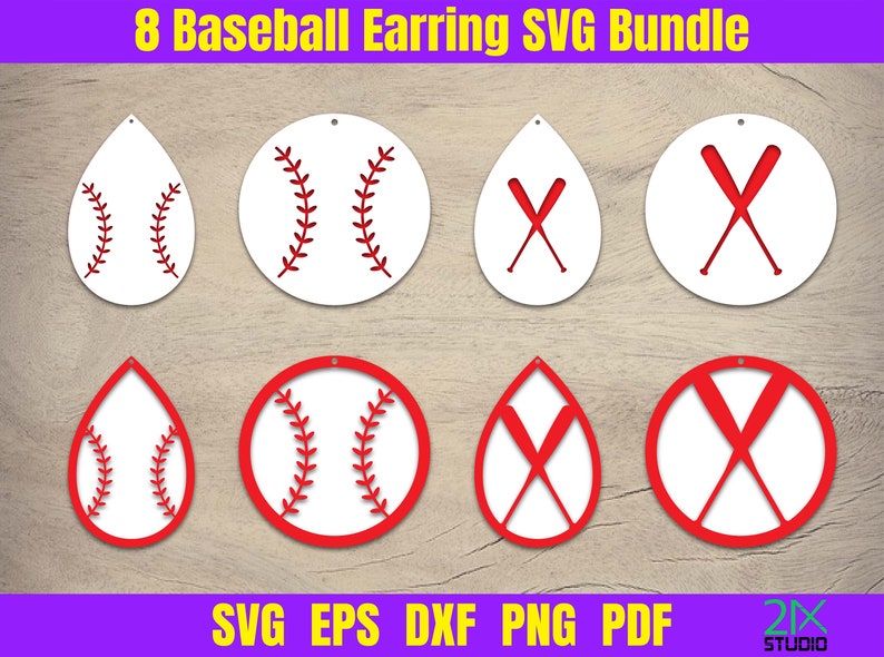 Baseball Earrings SVG Templates Faux Leather Stacked Earring Etsy