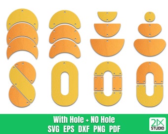 Moon Earrings SVG, Geometric earring, leather earring SVG, Three part template No.7 SVG files for Cricut, Digital File instant download.