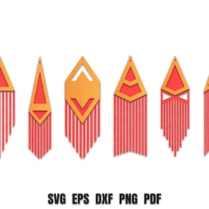 Earring svg bundle, Fringe earring svg, Stacked earring, Long Fringe earring, Feather earring Svg files for Cricut, Digital File No.7.