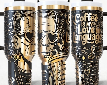 Coffee is my Love Language 40oz Tumbler Wrap Laser, Halloween Laser engraving Quencher Tumbler laser rotary SVG and PNG Files.