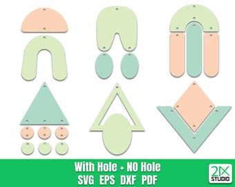 Regenboogoorbel SVG | Chevron-oorbel SVG | Bengel onderdelen oorbellen sjabloon SVG-bestanden voor Cricut en digitaal bestand direct downloaden.