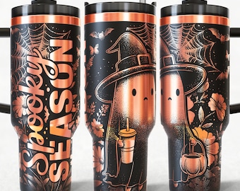 Spooky Season 40oz Tumbler Wrap Laser, Halloween Laser engraving Quencher Tumbler laser rotary SVG and PNG Files.