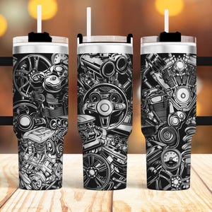 Gearhead 40 Unzen Tumbler Wrap Laser SVG-Dateien, Lasergravur Mechanischer Tumbler Laser Drehdateien Handwerksprojekt.