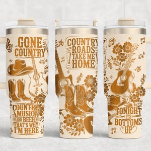 Country music 40 oz Tumbler Wrap Laser SVG Files, Laser engraving Music lover Tumbler laser rotary designs Craft Project.