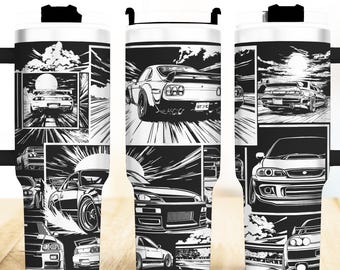 Jdm 40 oz Tumbler Wrap Laser SVG Files, Laser engraving Drift Car Japanese Seamless Tumbler laser rotary designs Craft Project.