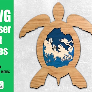 Sea turtle Svg Laser cut file, SVG Multi-layer Digital File Instant Download.