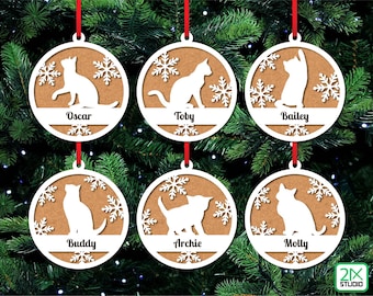 Kat ornament svg, aangepast huisdier ornament, Glowforge svg-bestanden, huisdier svg ornamenten, kerst ornamenten lasergesneden bestanden.