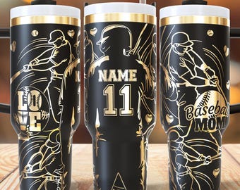 Baseball Mom Customizable Add your own numbers 40oz Tumbler Wrap Laser Engraved SVG and PNG File