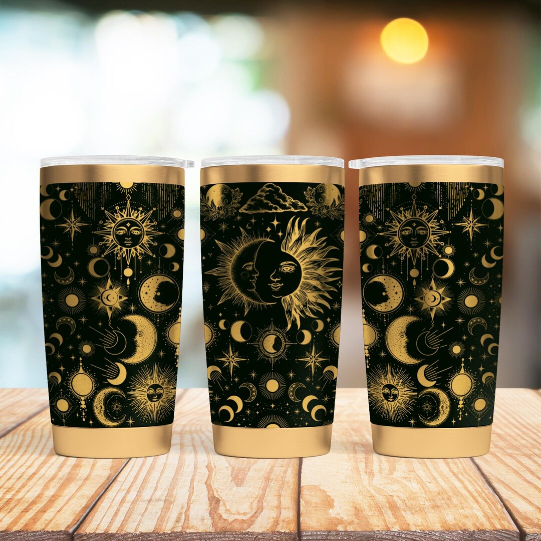 Celestial Sun Moon 20oz & 30oz Tumbler Wrap Laser SVG Files, Moon Phase ...