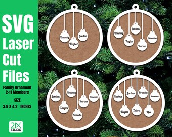 Personalized SVG 2-11 Members, Custom Ornament SVG, Christmas family ornaments 2020 , SVG Laser glowforge files Digital download.