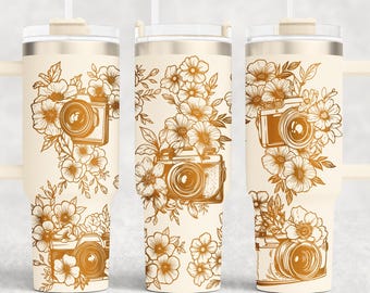 Photographer 40oz Tumbler Wrap Laser SVG Files, Photographer Seamless Tumbler laser Rotary Engraved files Craft Project.