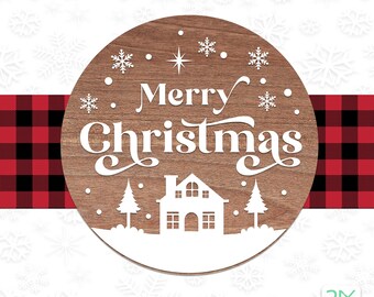 Frohe Weihnachten für runde svg, Türschild svg, Weihnachtszeichen svg, Runde Türschild svg, Bauernhausschild svg, Png dxf Dateien für Cricut.