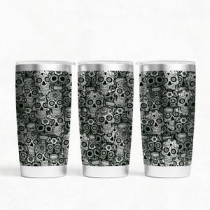 Fichiers SVG laser pour gobelet d'emballage de 20 oz et 30 oz crânes en sucre, fichiers gravés rotatifs laser Dia de los muertos Projet d'artisanat.