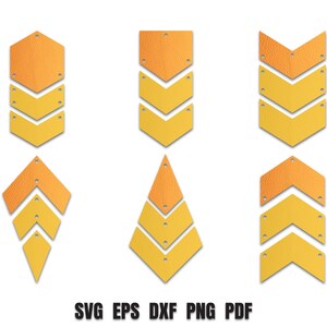 Chevron earring SVG Three part template No.2, Earrings SVG, faux leather SVG files for Cricut, Digital File.