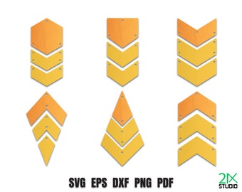 Chevron earring SVG Three part template No.2, Earrings SVG, faux leather SVG files for Cricut, Digital File.