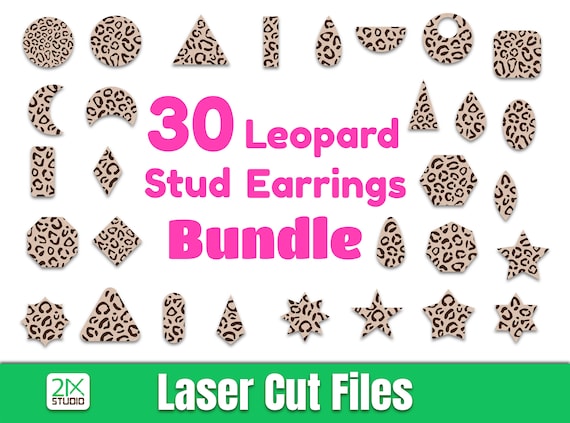 Leopard Stud Earrings svg, Wood earring svg, Earring template svg Laser cut file for glowforge Digital File Instant Download.