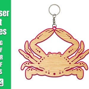 Crab Keychain SVG laser cut files for glowforge, Ocean Keychains svg, Summer Keychains svg Laser files Digital File Instant Download.