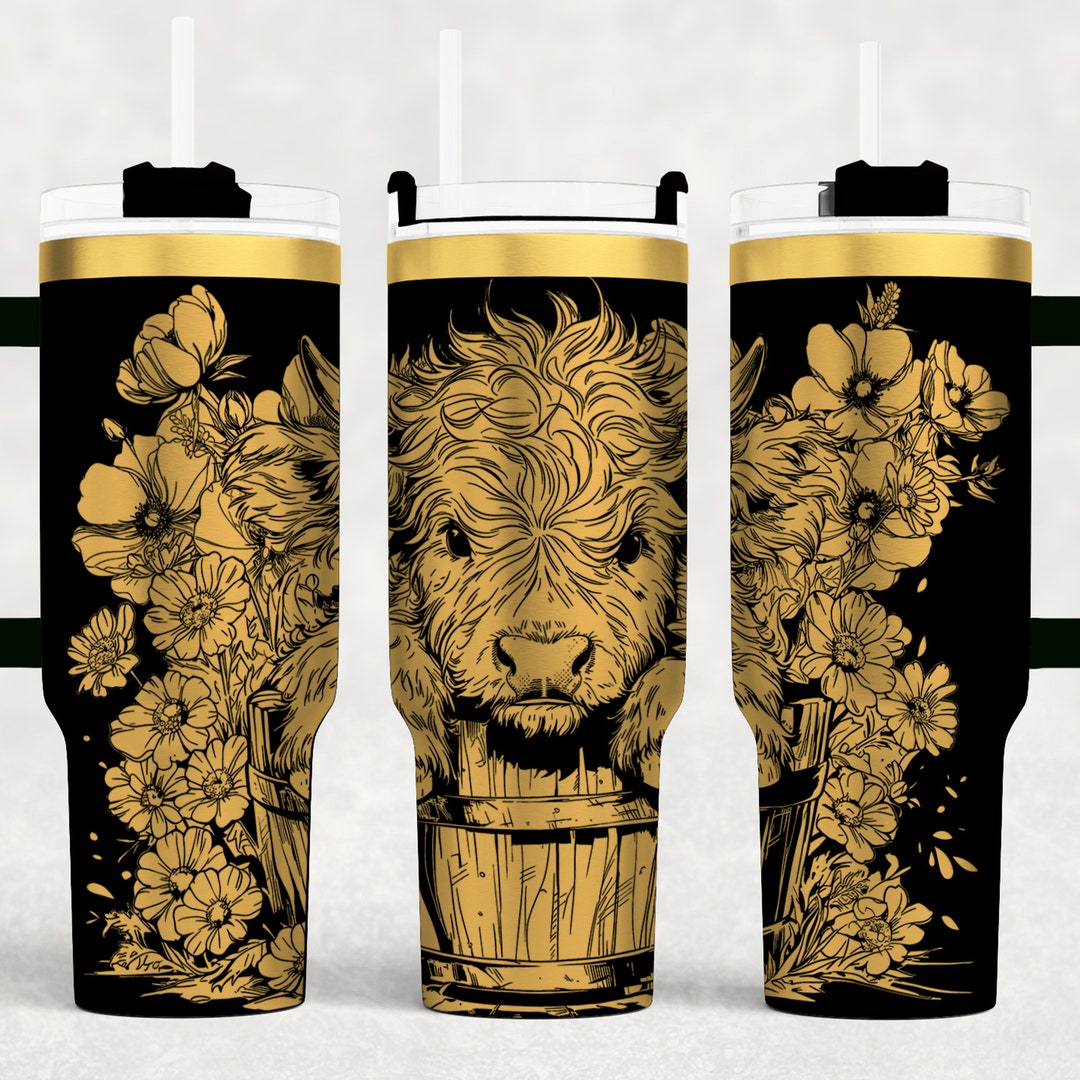 Highland Cow 40 Oz Tumbler Wrap Laser SVG File Seamless Tumbler Design ...
