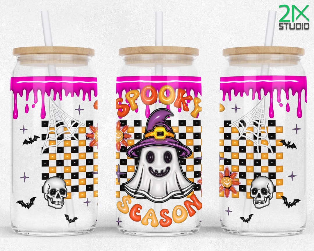 Spooky Vibes Inflated 16oz Libbey Glass Can Wrap Sublimation Halloween ...
