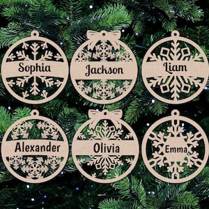 File SVG personalizzati, file laser glowforge, file SVG per ornamenti, file SVG per ornamenti natalizi personalizzati per la famiglia, download digitale.