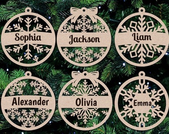 Archivos SVG personalizados, archivos para Laser Glowforge, SVG de adornos navideños, archivo SVG de adornos familiares personalizados para descarga digital.