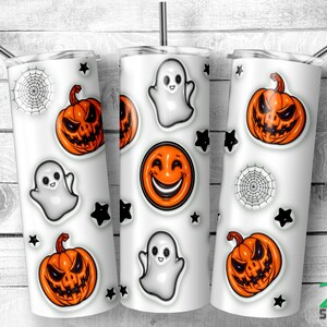 Halloween ghost Inflated Tumbler Wrap 20oz Skinny Tumbler Sublimation Halloween Designs Straight & Tapered PNG File