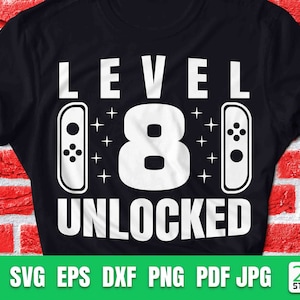 Level 8 Geburtstag svg | 8. Geburtstag Gamer svg | 8.Geburtstagskind 8 Jahre alt | Lustige Kinder-Gamer-Svg-Digitale Datei für Cricut.
