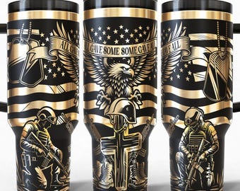 Patriotic Memorial Soldier 40oz Tumbler Wrap Laser Engraved SVG and PNG Files.