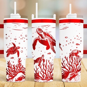Sea turtles 40 oz Tumbler wrap laser SVG File Seamless Tumbler Design, Turtles Ocean laser Rotary engraved files Craft Project.
