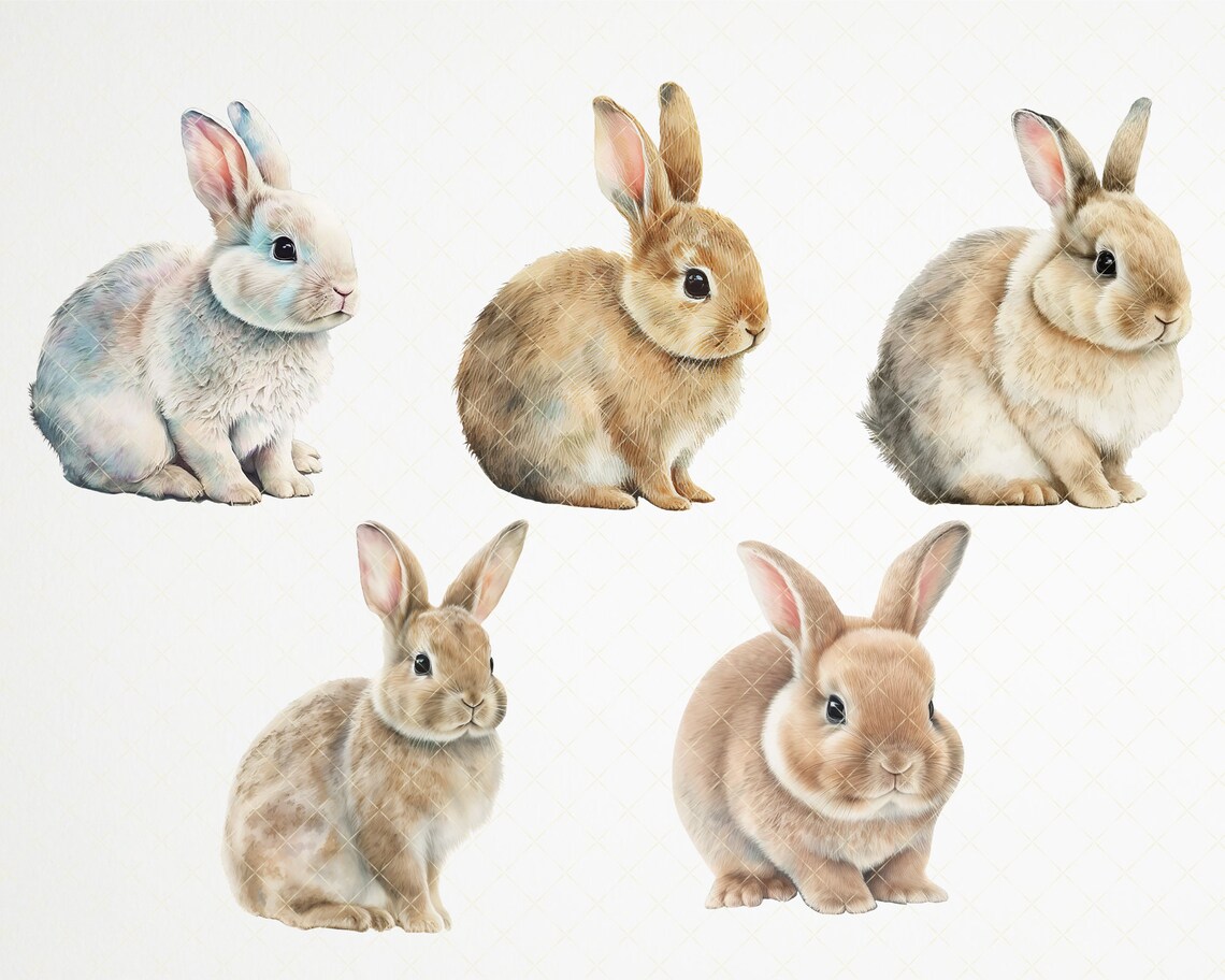 Easter Watercolor Clipart Bundle Designs Rabbit, Bunny, Digital ...
