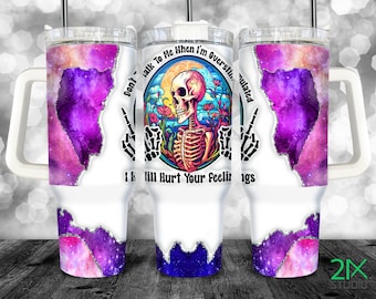 40 oz Tumbler png Don't Talk To Me When I'm Overstimulated I Will Hurt Your Feelings 40oz Quencher Tumbler with Handle Halloween Sublimation