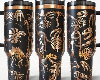 Dinosaur Fossil Skeleton 40oz Tumbler Wrap Laser Engraved SVG and PNG Files.