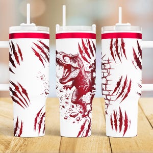 T-Rex 40 oz Tumbler wrap laser SVG Files, Dinosaur Tumbler Seamless Designs laser Rotary engraved files Craft Project.