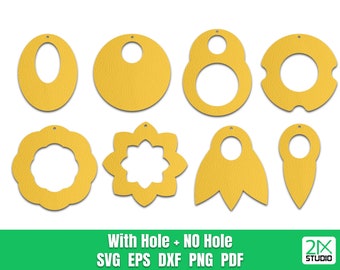 Moon Earrings SVG, Geometric earring, Flower earring SVG, leather Earring SVG files for Cricut, Digital File instant download No.1.