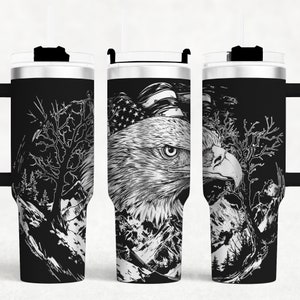 Eagle patriottische 40 oz beker wrap laser SVG-bestand naadloze beker, Amerikaanse patriottische beker laser gegraveerde bestanden Craft Project.