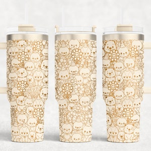 Arquivo SVG a laser para embrulhar copo de 40 oz, arquivos gravados a laser rotativos para copo de urso, projeto de artesanato.