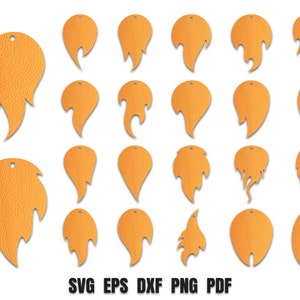 Feuer Ohrring SVG, einteilige Ohrringe SVG, Kunstleder SVG-Dateien für Cricut, digitale Datei.