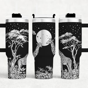キリン 40 オンス タンブラー ラップ レーザー SVG ファイル、野生動物シームレス タンブラー レーザー ロータリー彫刻ファイル クラフト プロジェクト。